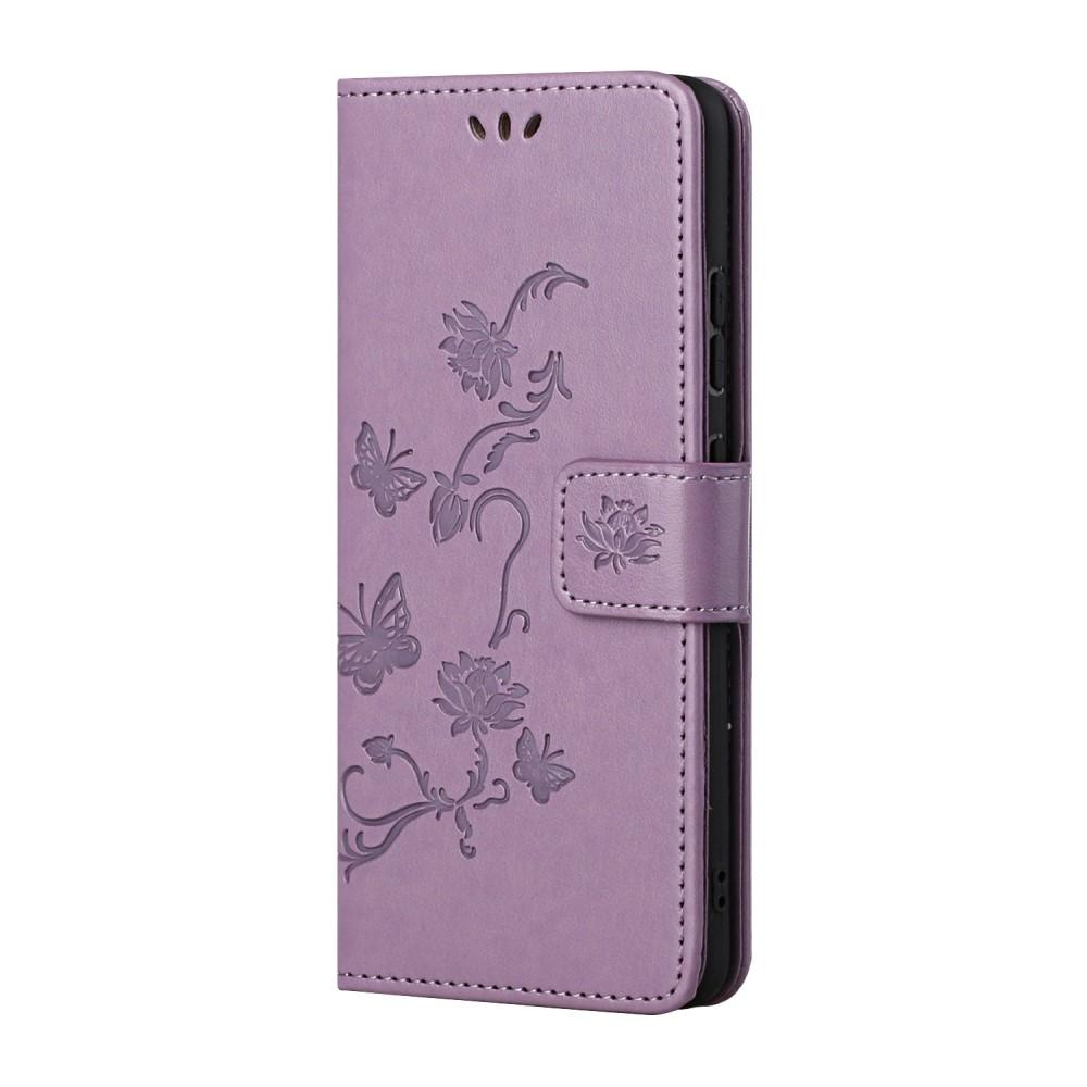 Custodia in pelle a farfalle per Samsung Galaxy S21 Plus, Viola