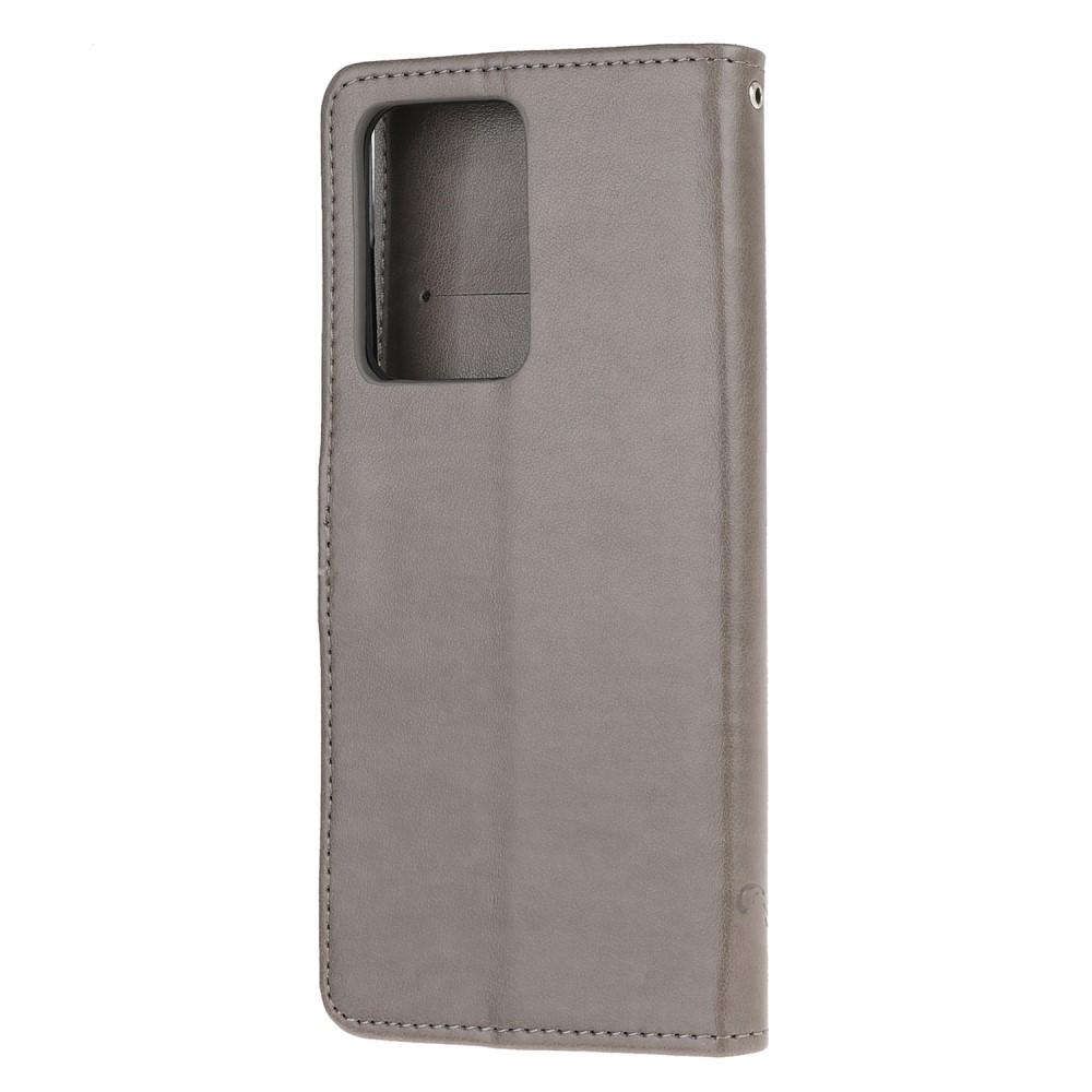 Custodia in pelle a farfalle per Samsung Galaxy S21 Ultra, grigio