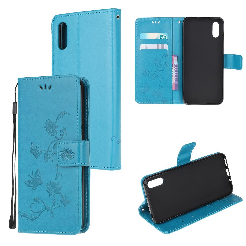 Custodia in pelle a farfalle per Samsung Galaxy Xcover 5, blu