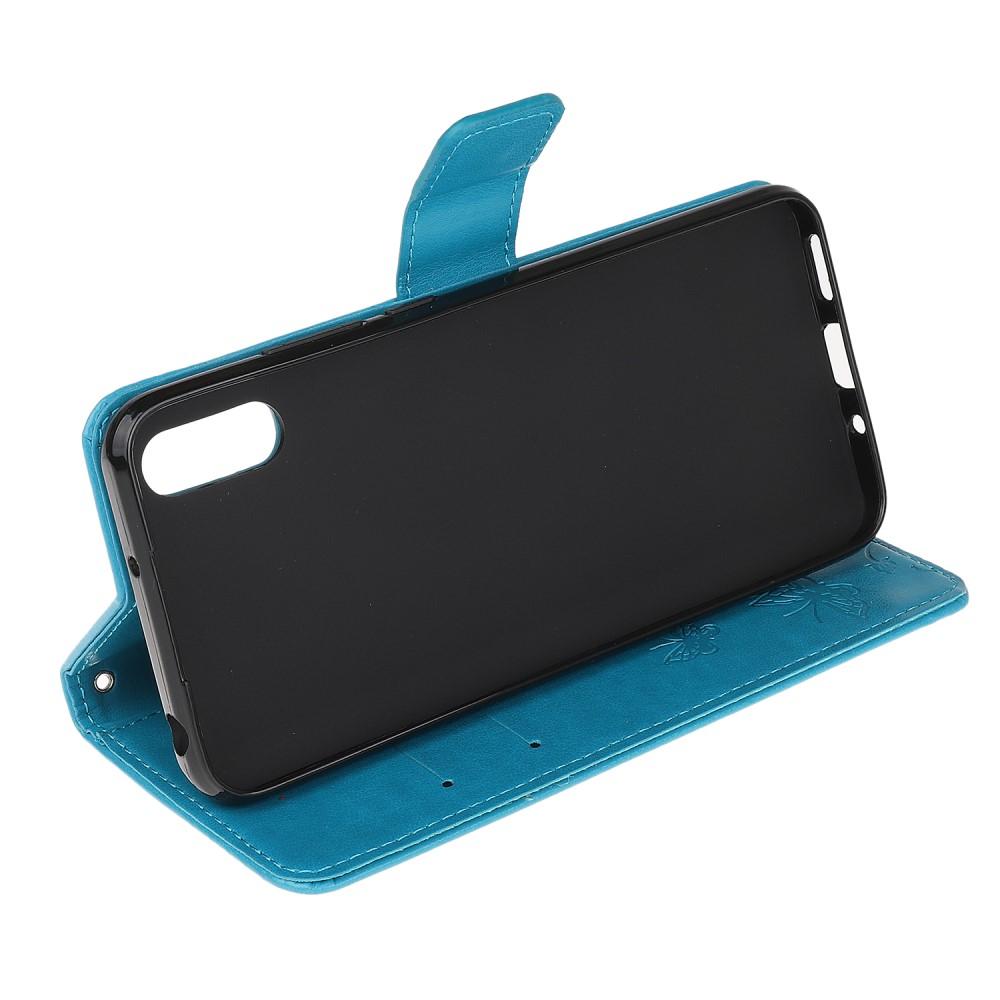 Custodia in pelle a farfalle per Samsung Galaxy Xcover 5, blu