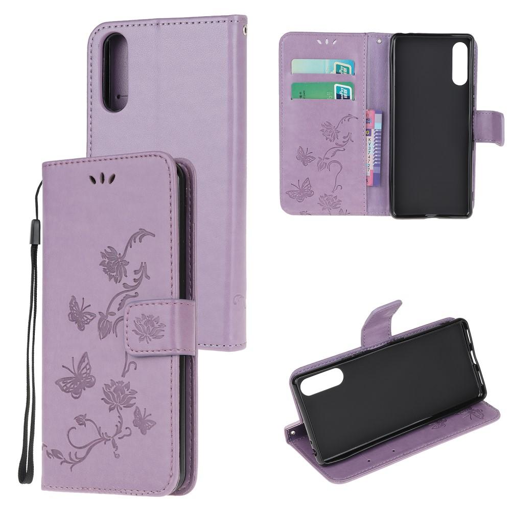 Custodia in pelle a farfalle per Sony Xperia L4, viola