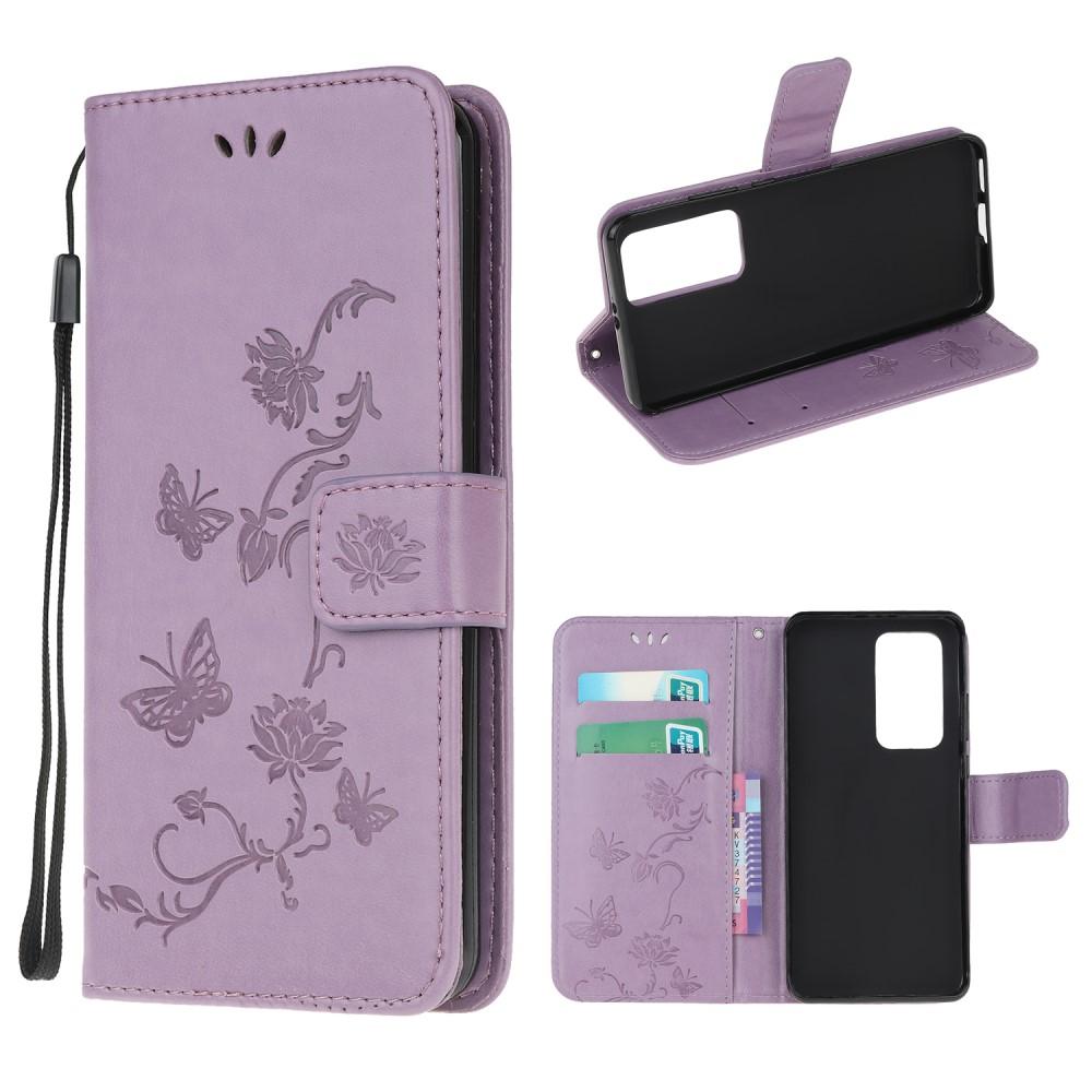 Custodia in pelle a farfalle per Xiaomi Mi 10T/10T Pro, viola