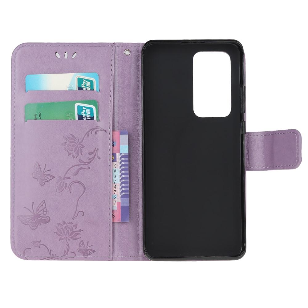 Custodia in pelle a farfalle per Xiaomi Mi 10T/10T Pro, viola