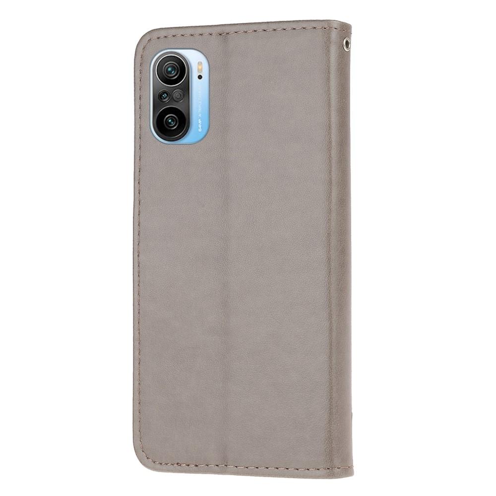 Custodia in pelle a farfalle per Xiaomi Mi 11i, Grigio