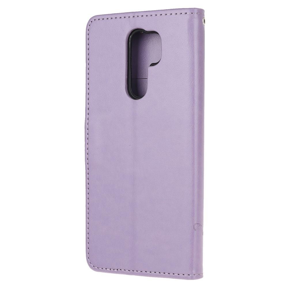 Custodia in pelle a farfalle per Xiaomi Redmi 9, viola