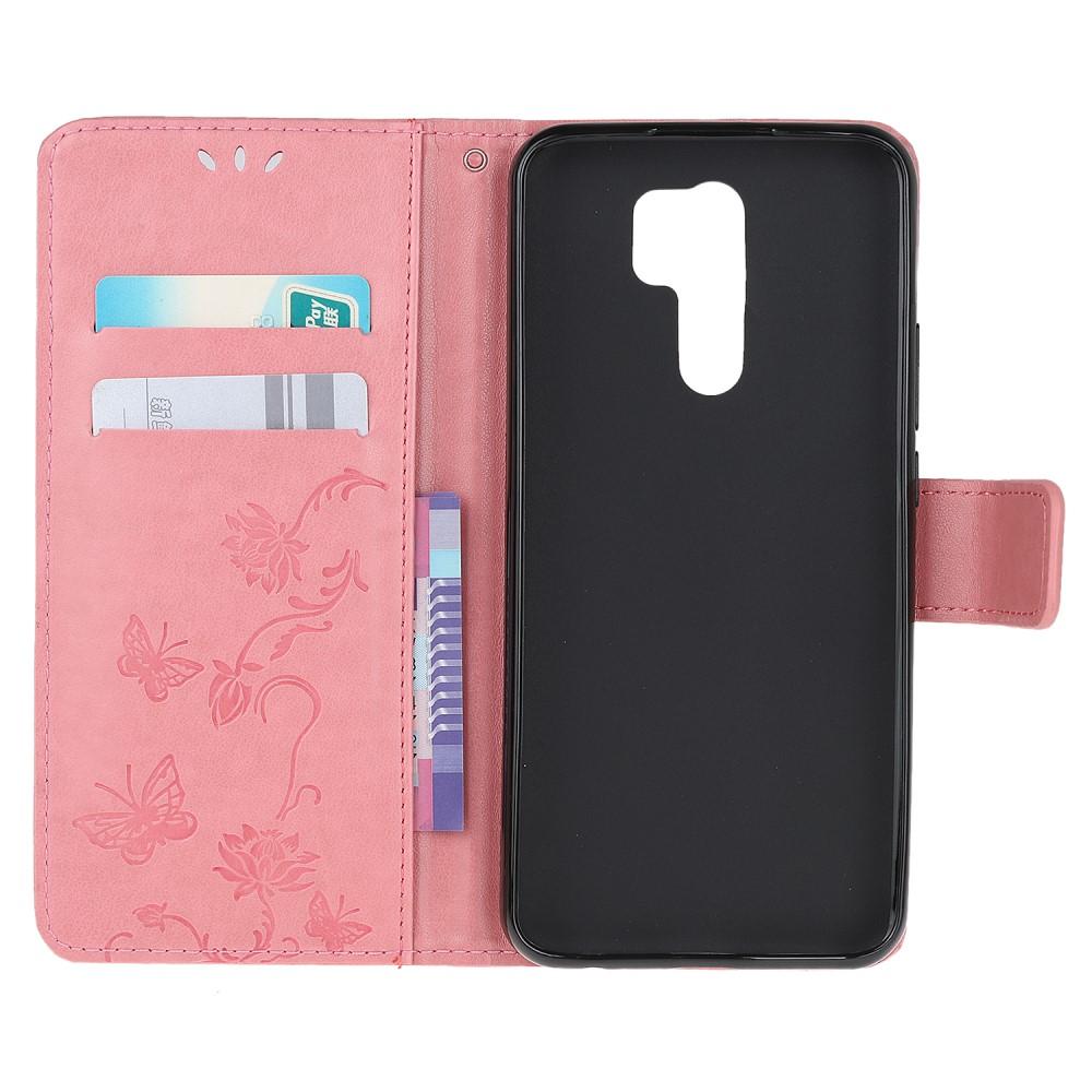 Custodia in pelle a farfalle per Xiaomi Redmi 9, Rosa