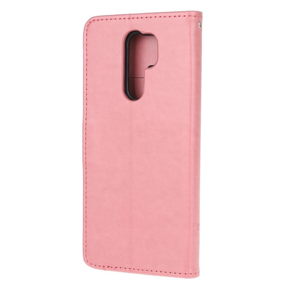 Custodia in pelle a farfalle per Xiaomi Redmi 9, rosa