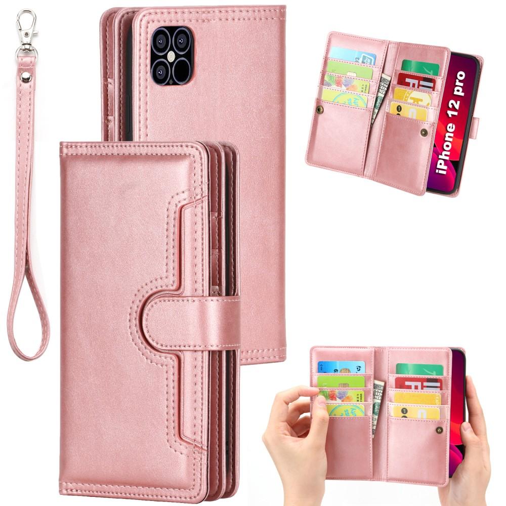 Multi-Slot Cover Portafoglio in pelle iPhone 12/12 Pro Oro Rosa