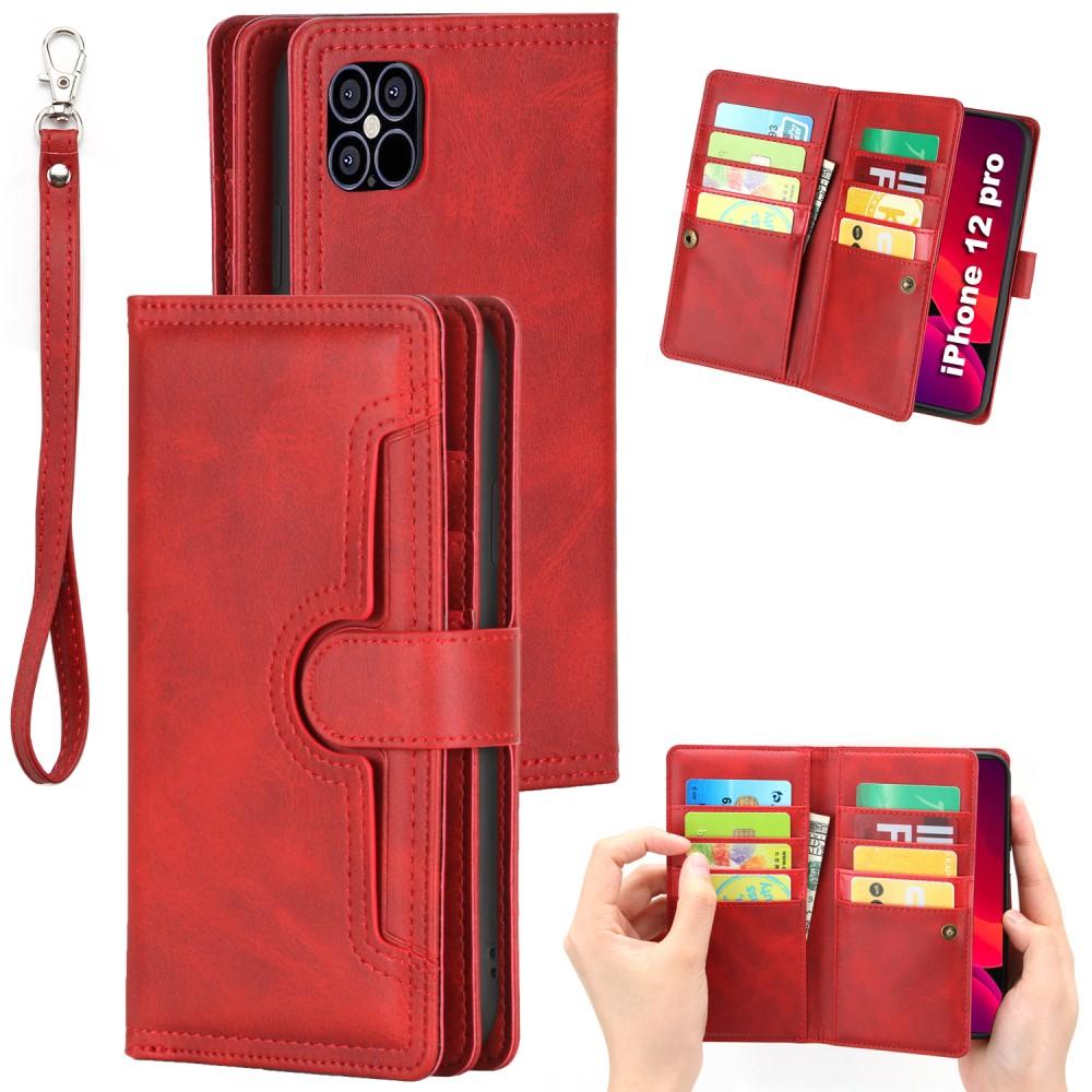 Multi-Slot Cover Portafoglio in pelle iPhone 12 Mini Rosso
