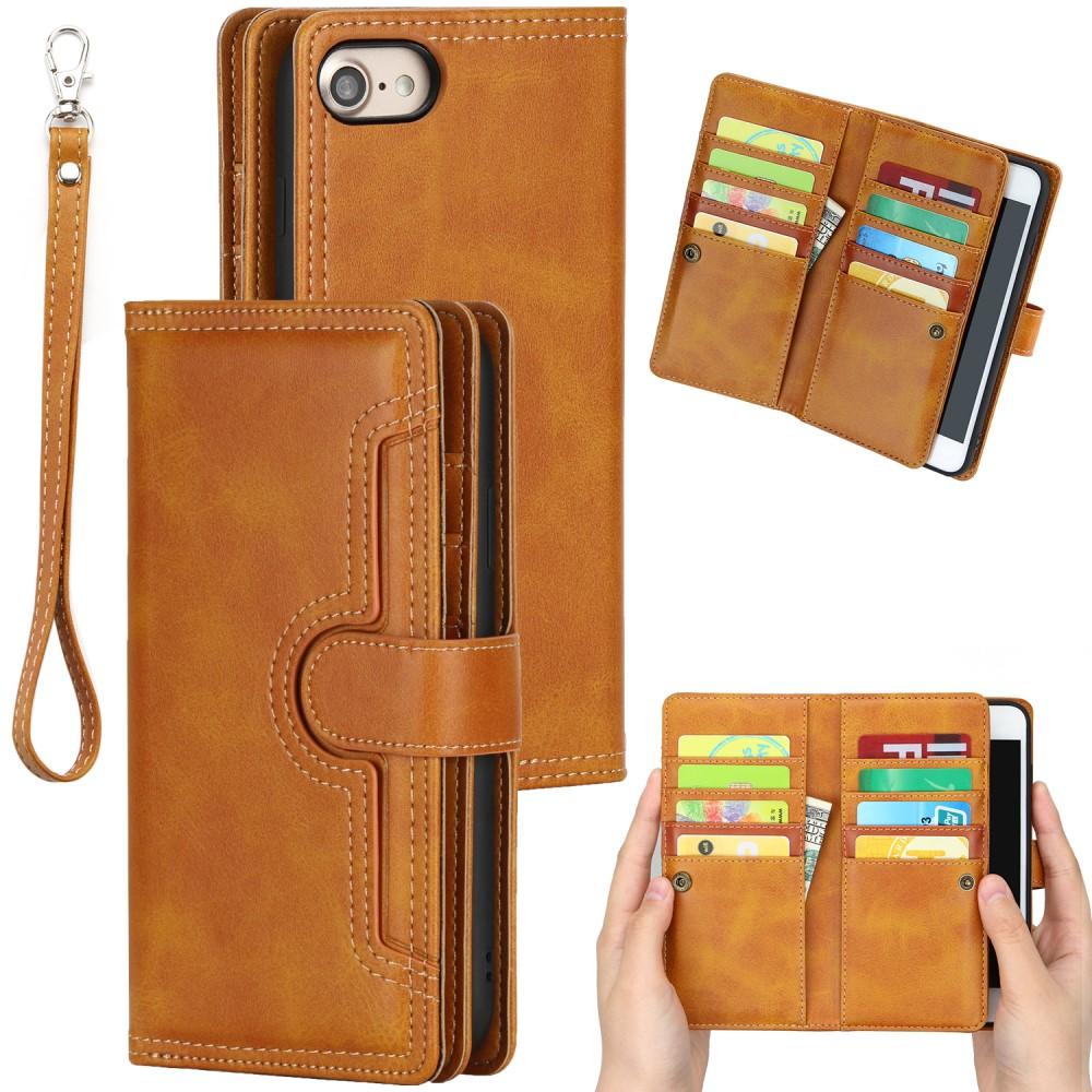 Multi-Slot Cover Portafoglio in pelle iPhone 8 cognac