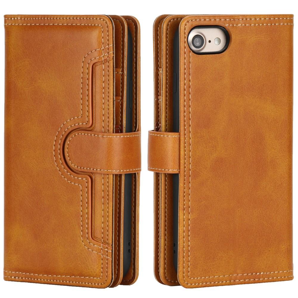 Multi-Slot Cover Portafoglio in pelle iPhone 8 cognac