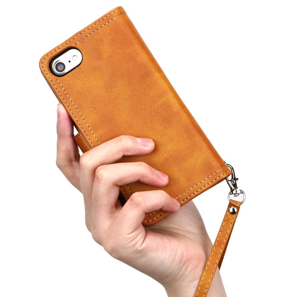 Multi-Slot Cover Portafoglio in pelle iPhone SE (2020) cognac