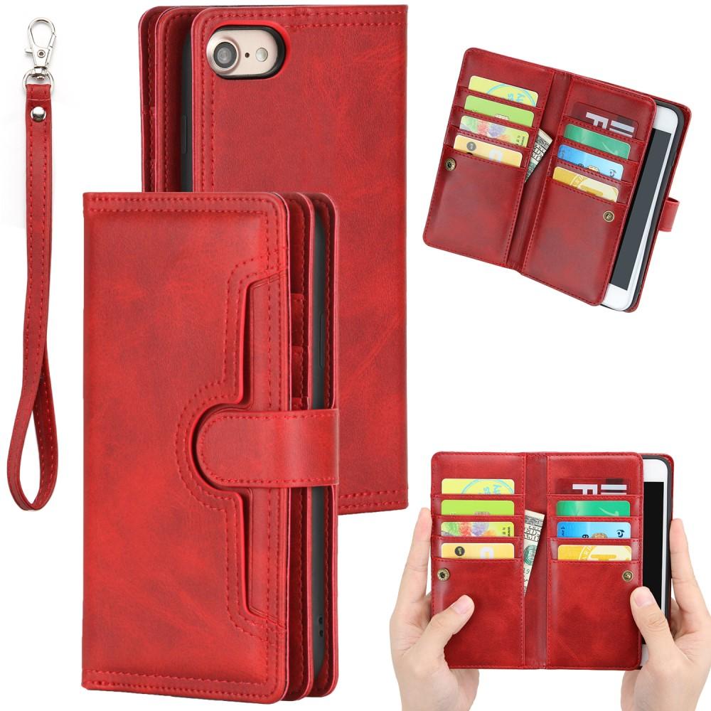Multi-Slot Cover Portafoglio in pelle iPhone 7/8/SE Rosso