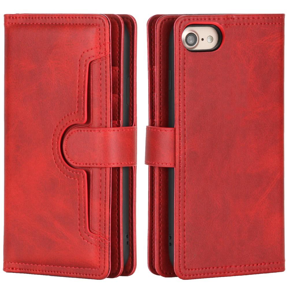 Multi-Slot Cover Portafoglio in pelle iPhone SE (2022) rosso