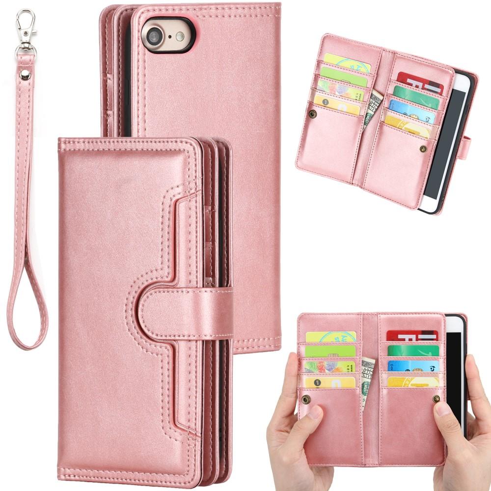 Multi-Slot Cover Portafoglio in pelle iPhone SE (2020) oro Rosa