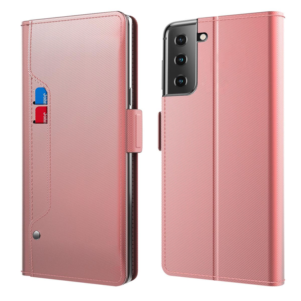 Custodia a portafoglio Specchio Samsung Galaxy S21 Plus rosa dorato