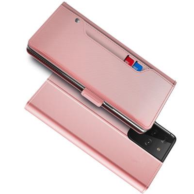 Custodia a portafoglio Specchio Samsung Galaxy S21 Ultra rosa dorato