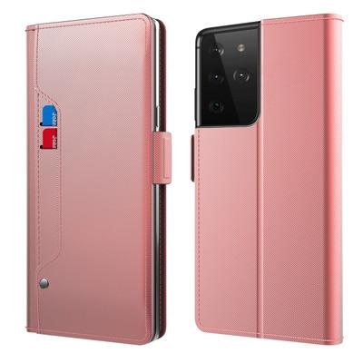 Custodia a portafoglio Specchio Samsung Galaxy S21 Ultra rosa dorato