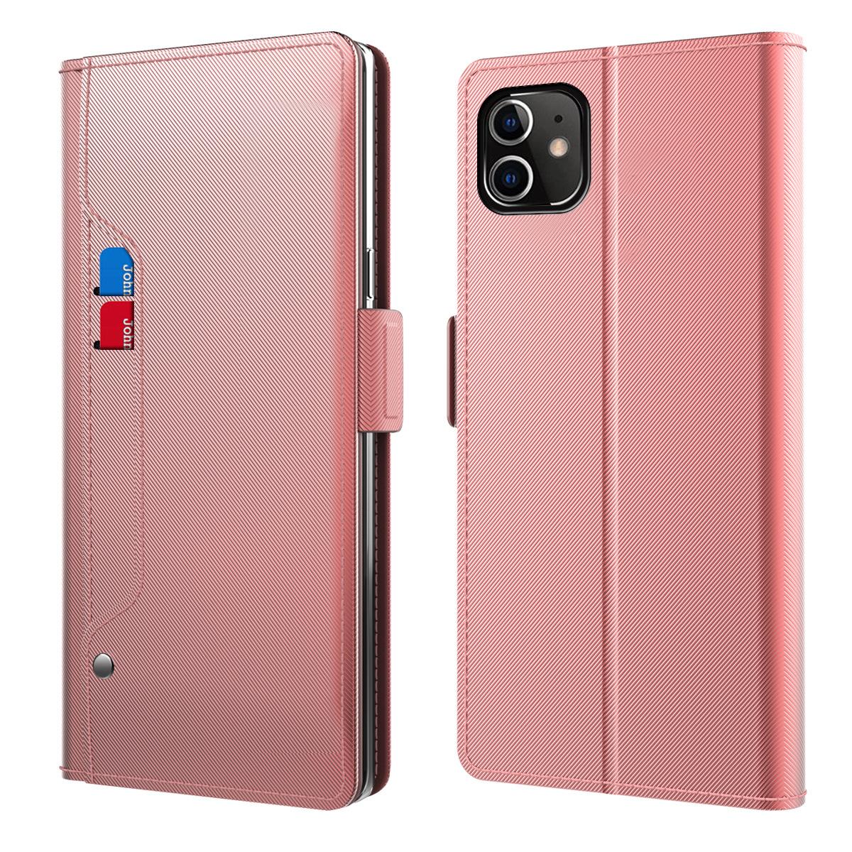 Custodia a portafoglio Specchio iPhone 12/12 Pro rosa dorato
