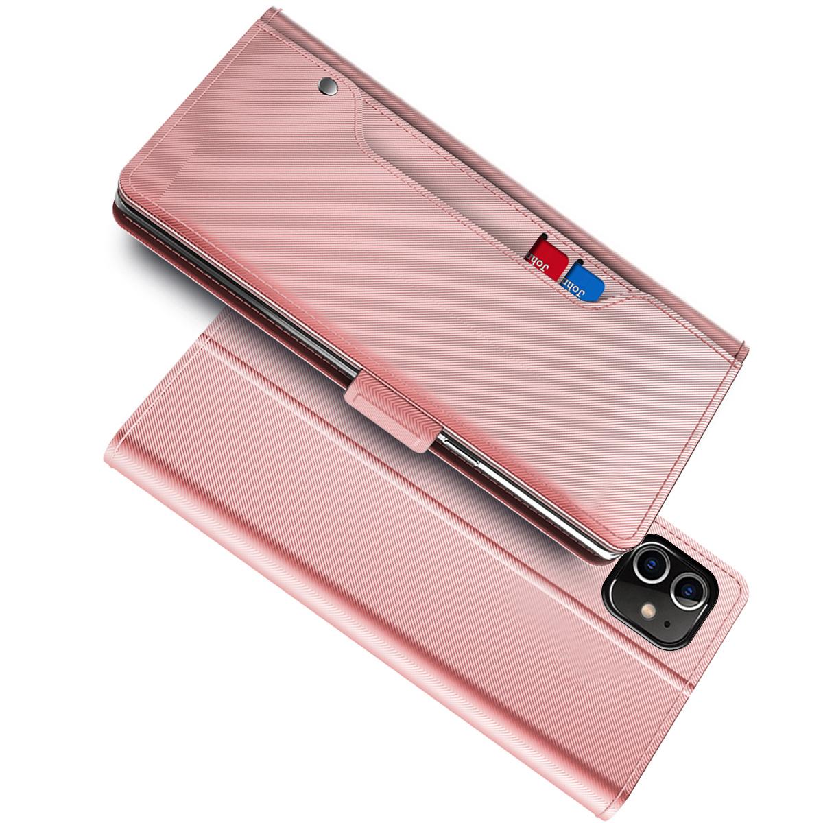 Custodia a portafoglio Specchio iPhone 12 Mini rosa dorato