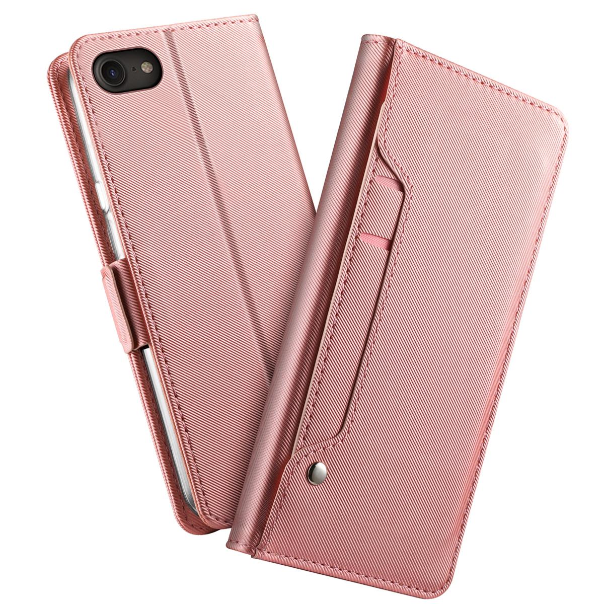 Custodia a portafoglio Specchio iPhone 7/8/SE rosa dorato