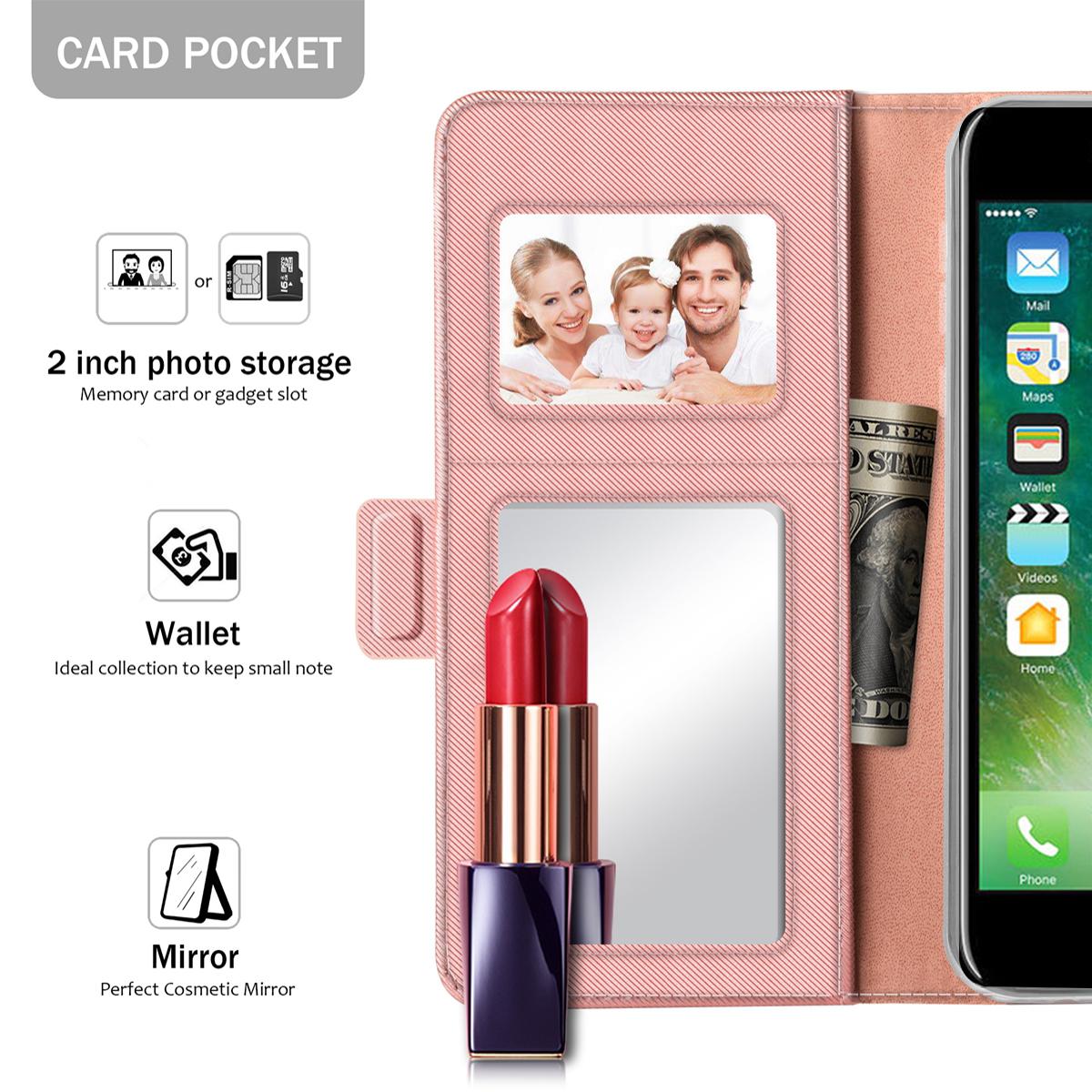 Custodia a portafoglio Specchio iPhone SE (2022) rosa dorato