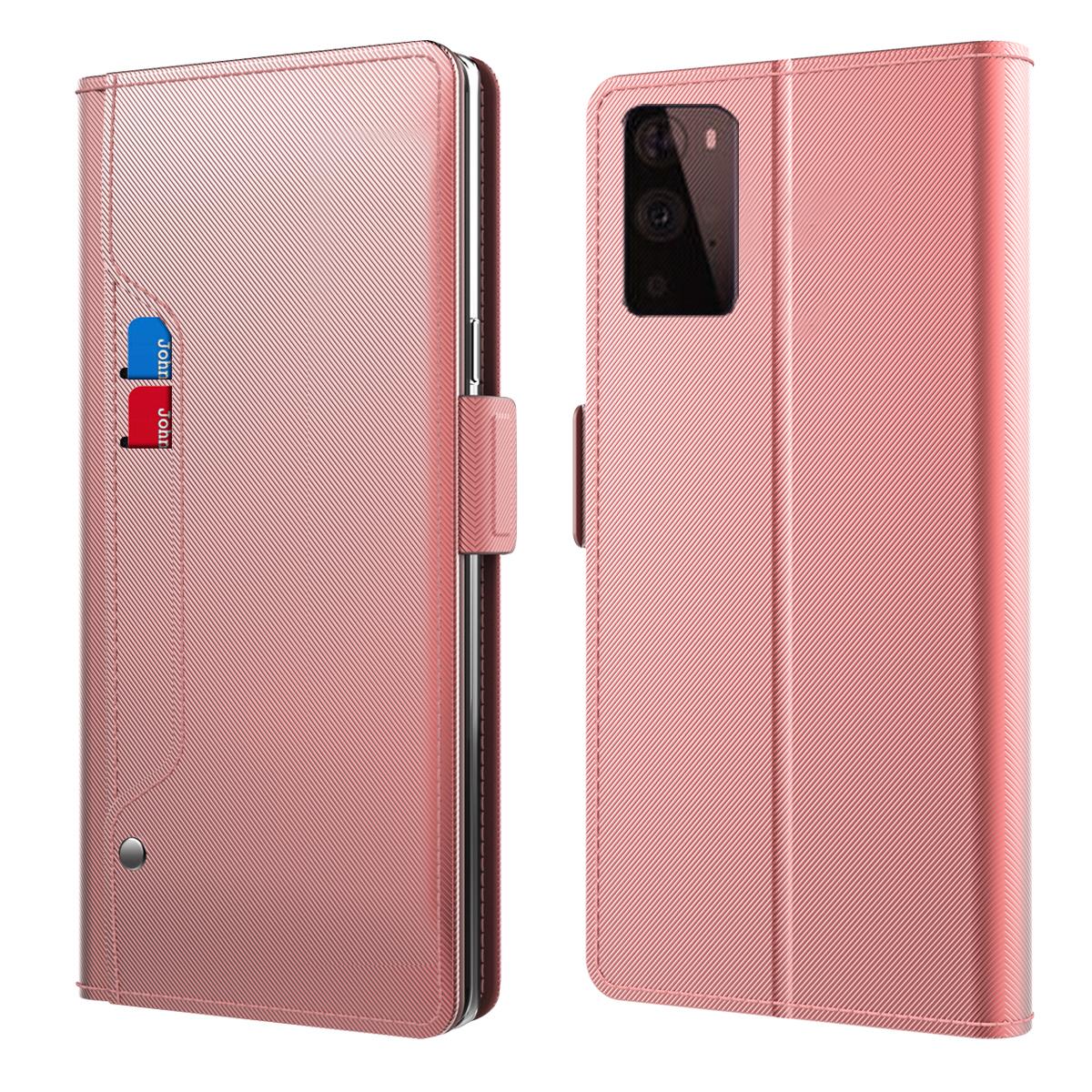 Custodia a portafoglio Specchio OnePlus 9 rosa dorato