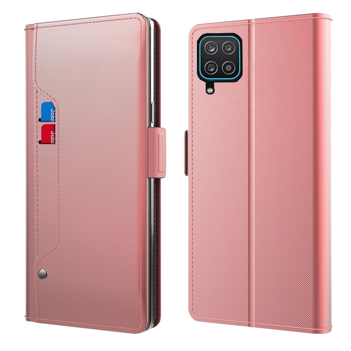 Custodia a portafoglio Specchio Samsung Galaxy A12 5G Pink Gold