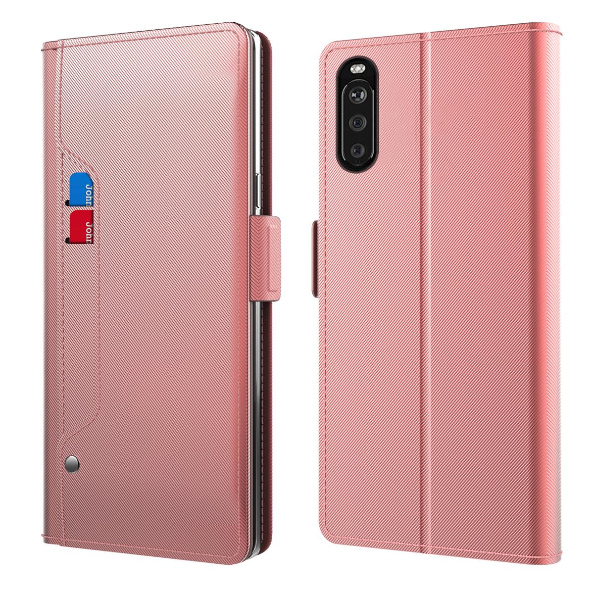 Custodia a portafoglio Specchio Sony Xperia 10 III rosa dorato