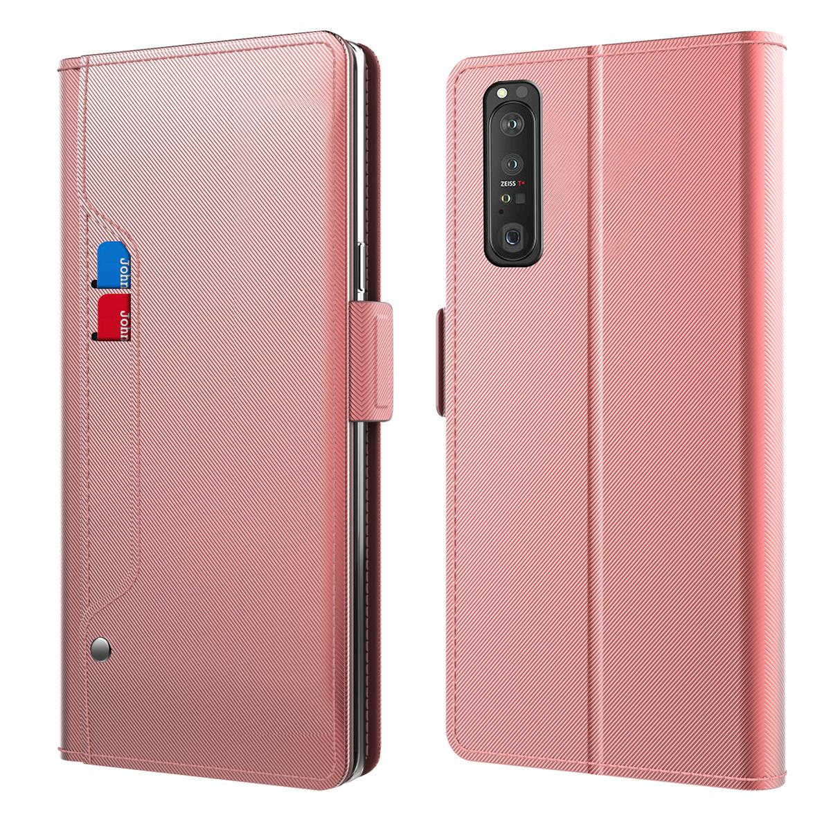 Custodia a portafoglio Specchio Sony Xperia 1 III rosa dorato