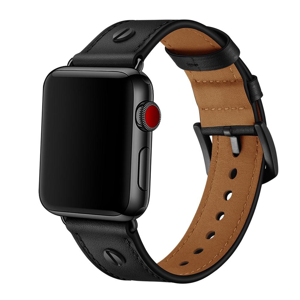 Cinturino in pelle con borchie Apple Watch Ultra 49mm nero