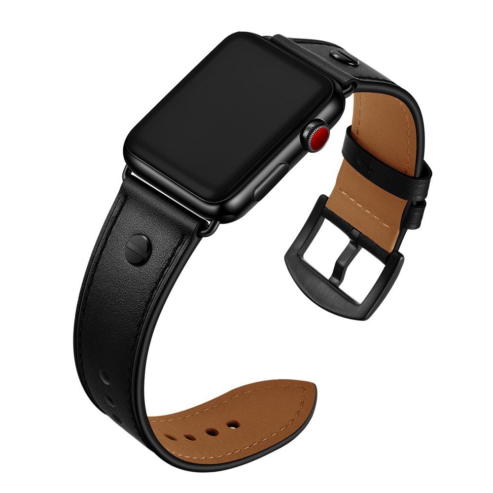 Cinturino in pelle con borchie Apple Watch SE 44mm nero