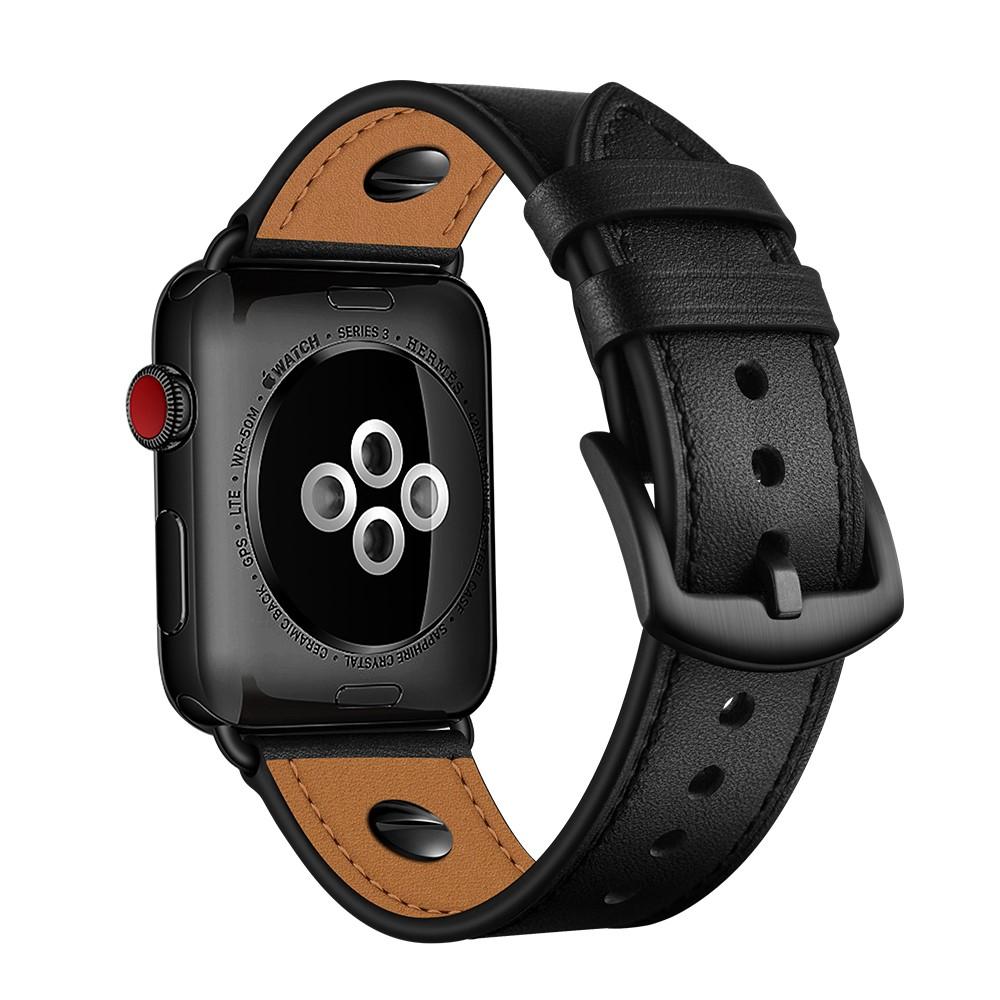 Cinturino in pelle con borchie Apple Watch Ultra 49mm nero