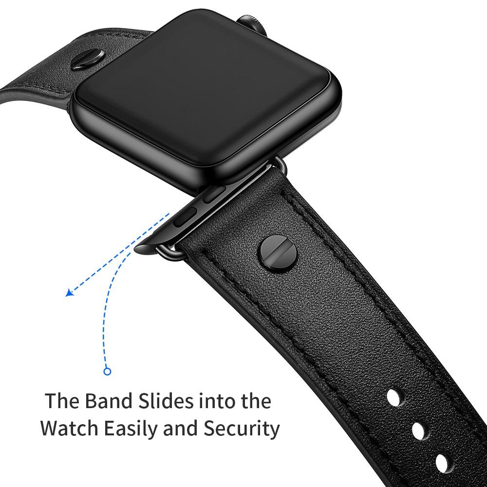 Cinturino in pelle con borchie Apple Watch SE 44mm nero