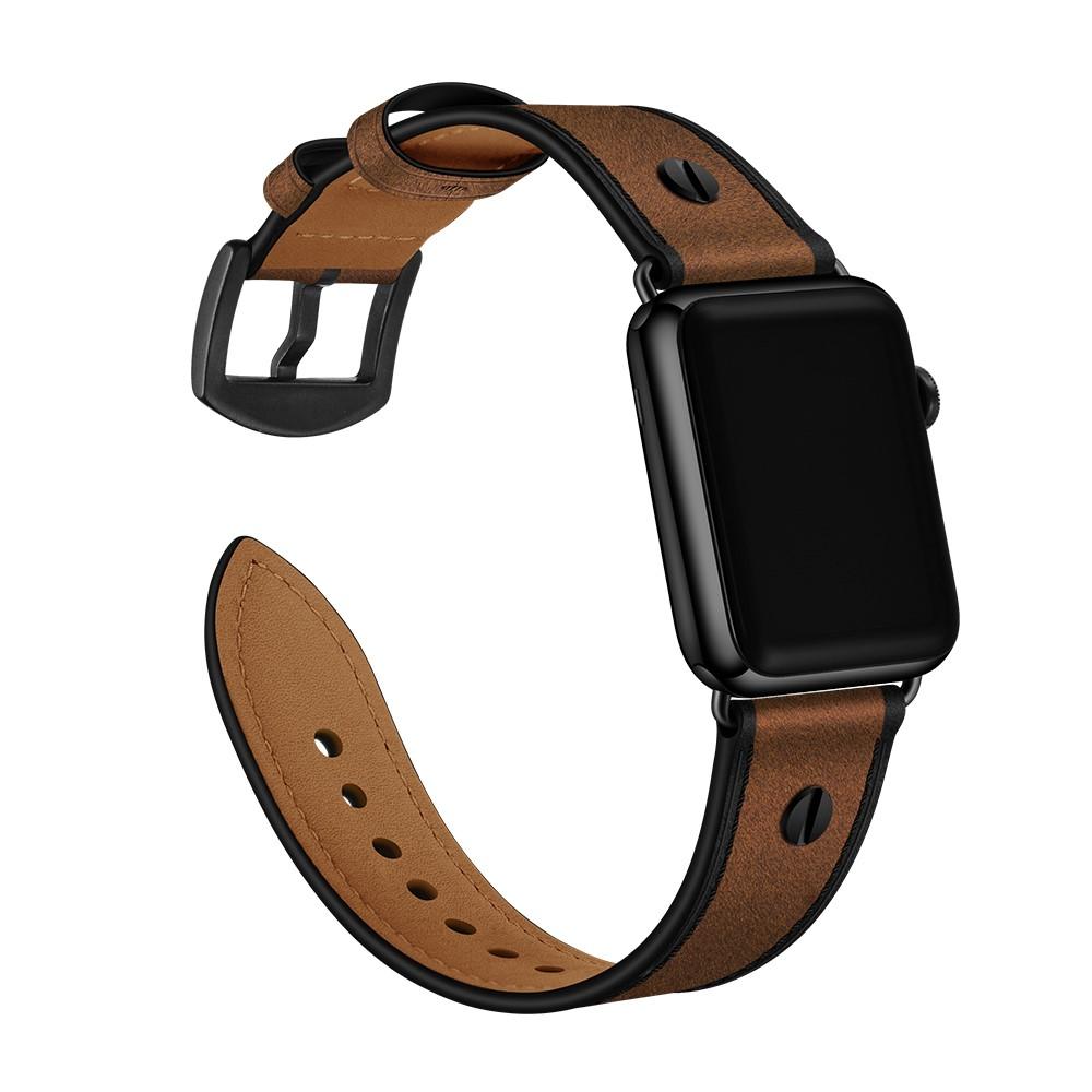 Cinturino in pelle con borchie Apple Watch Ultra 2 49mm marrone