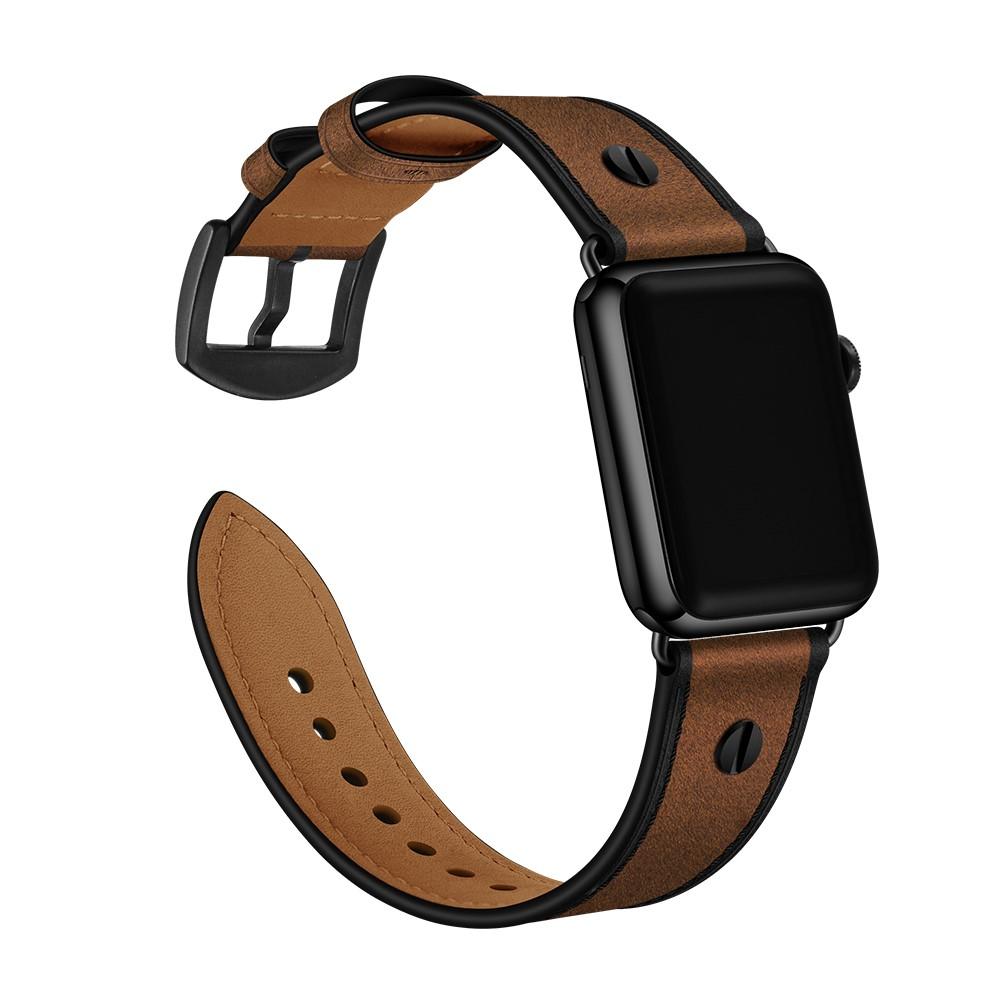 Cinturino in pelle con borchie Apple Watch Ultra 49mm marrone