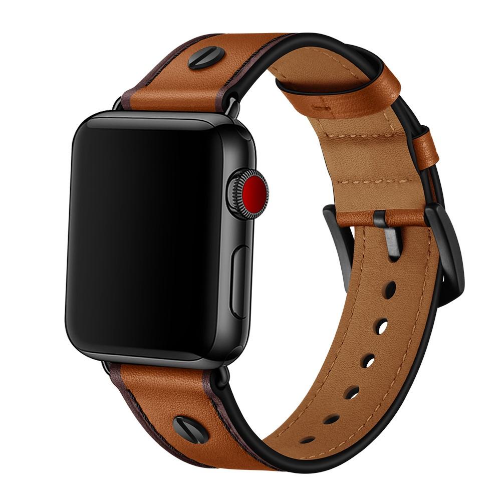 Cinturino in pelle con borchie Apple Watch Ultra 49mm cognac