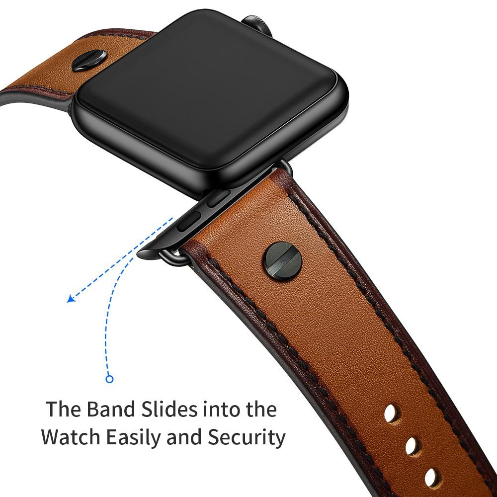 Cinturino in pelle con borchie Apple Watch SE 44mm cognac