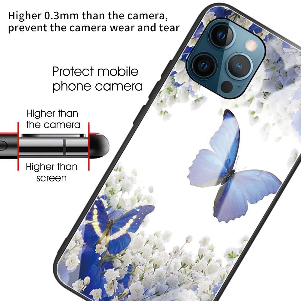 Custodia in vetro temperato iPhone 12/12 Pro Farfalle