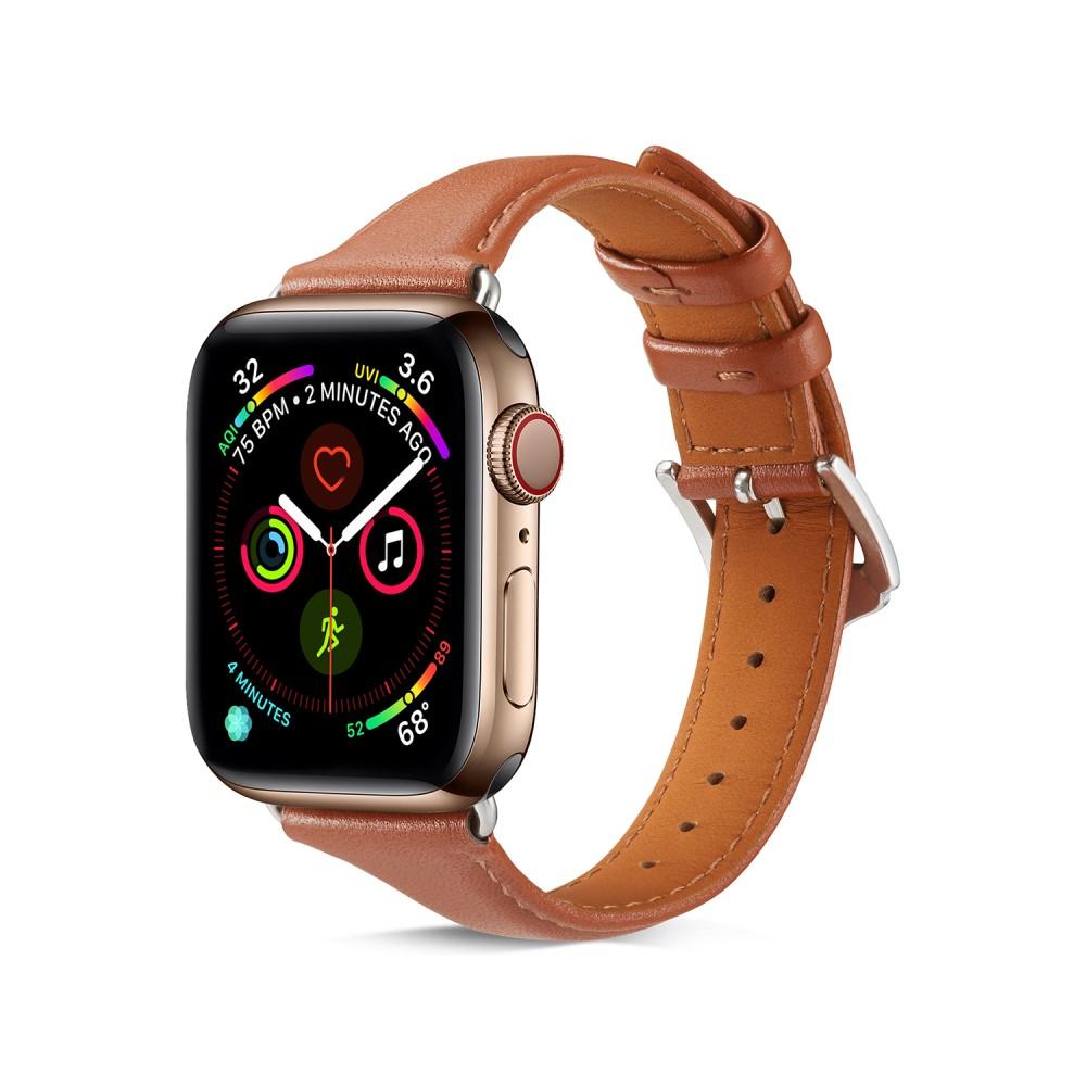 Cinturino sottile in pelle Apple Watch 45mm Series 7 cognac