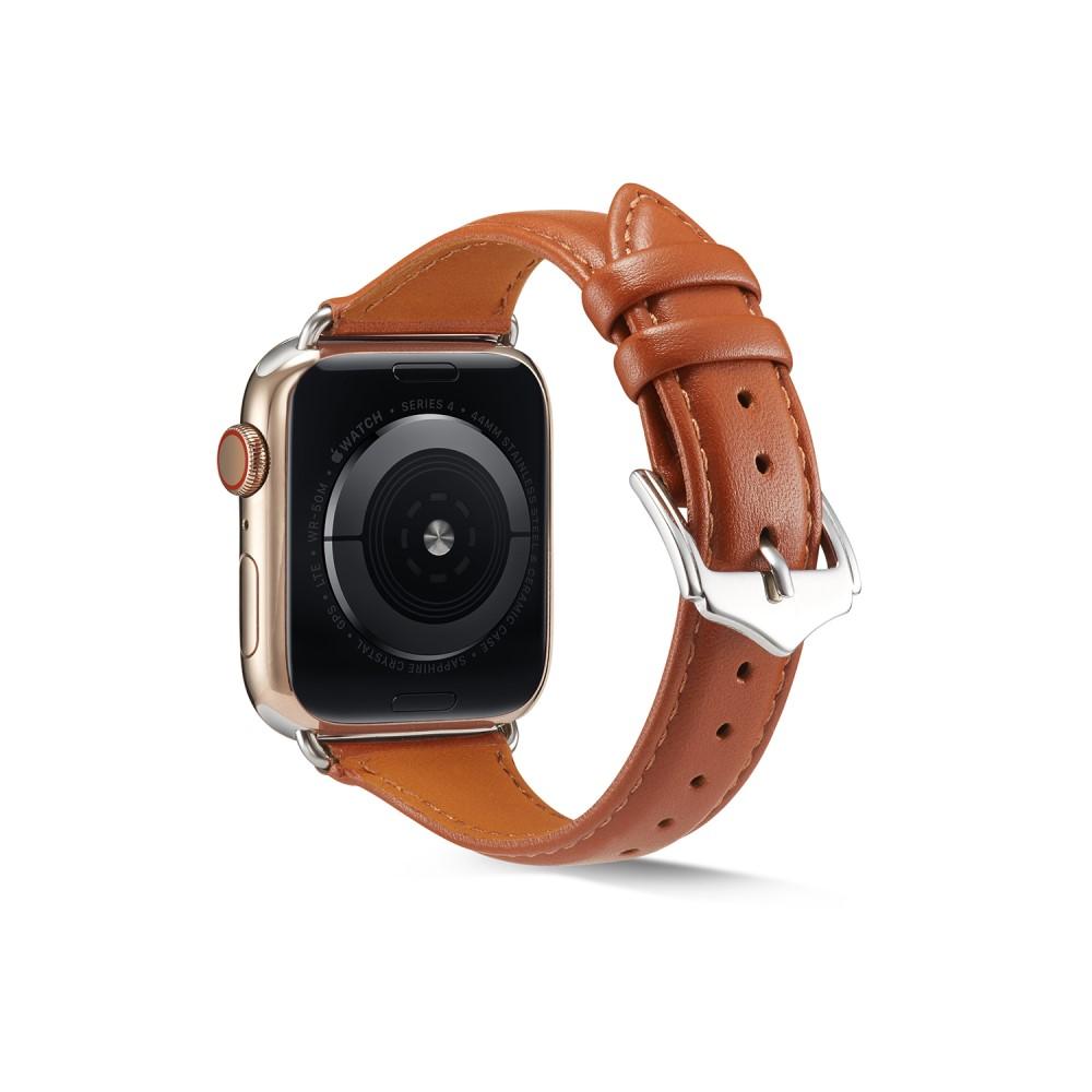 Cinturino sottile in pelle Apple Watch 41mm Series 8 marrone