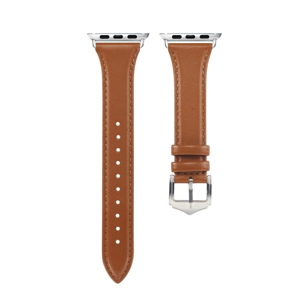 Cinturino sottile in pelle Apple Watch 45mm Series 9 cognac