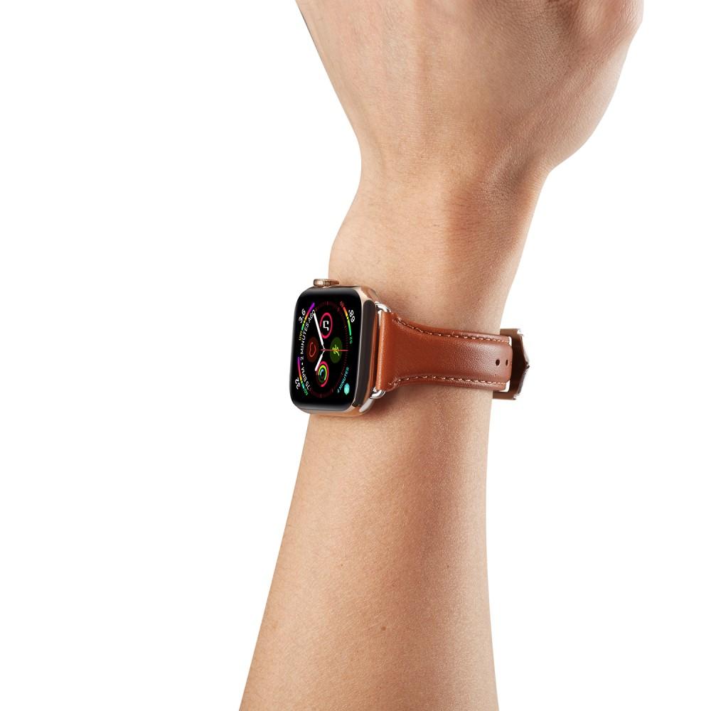 Cinturino sottile in pelle Apple Watch 41mm Series 8 marrone