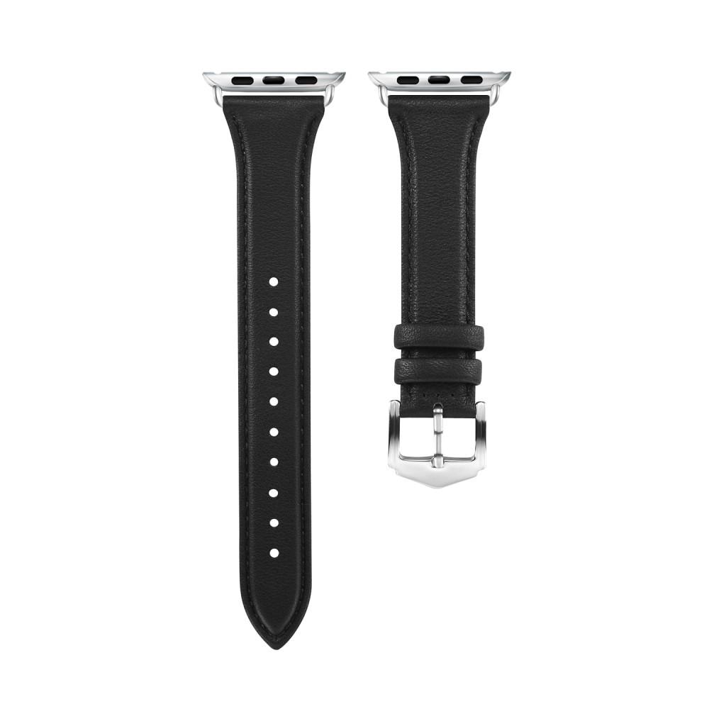 Cinturino sottile in pelle Apple Watch SE 44mm nero