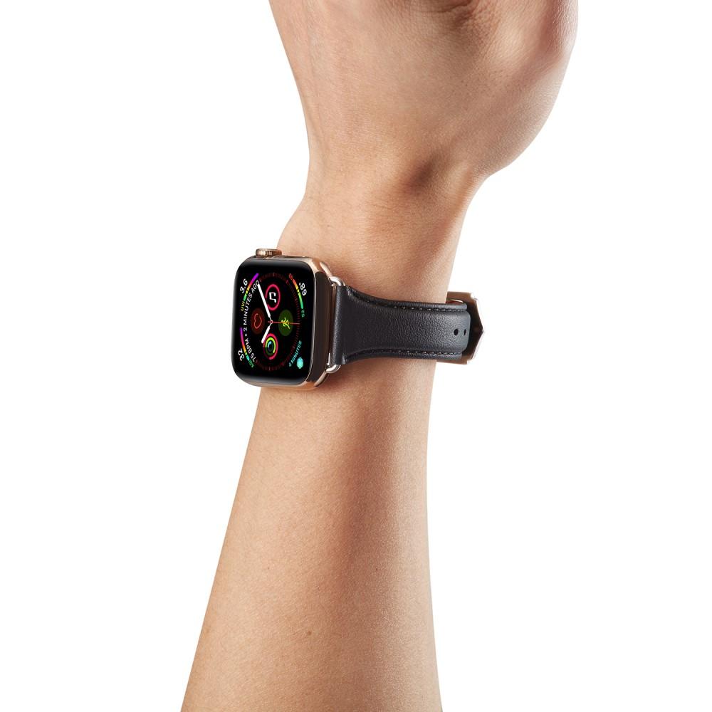 Cinturino sottile in pelle Apple Watch 41mm Series 8 nero