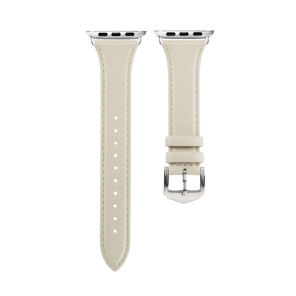 Cinturino sottile in pelle Apple Watch 45mm Series 9 beige