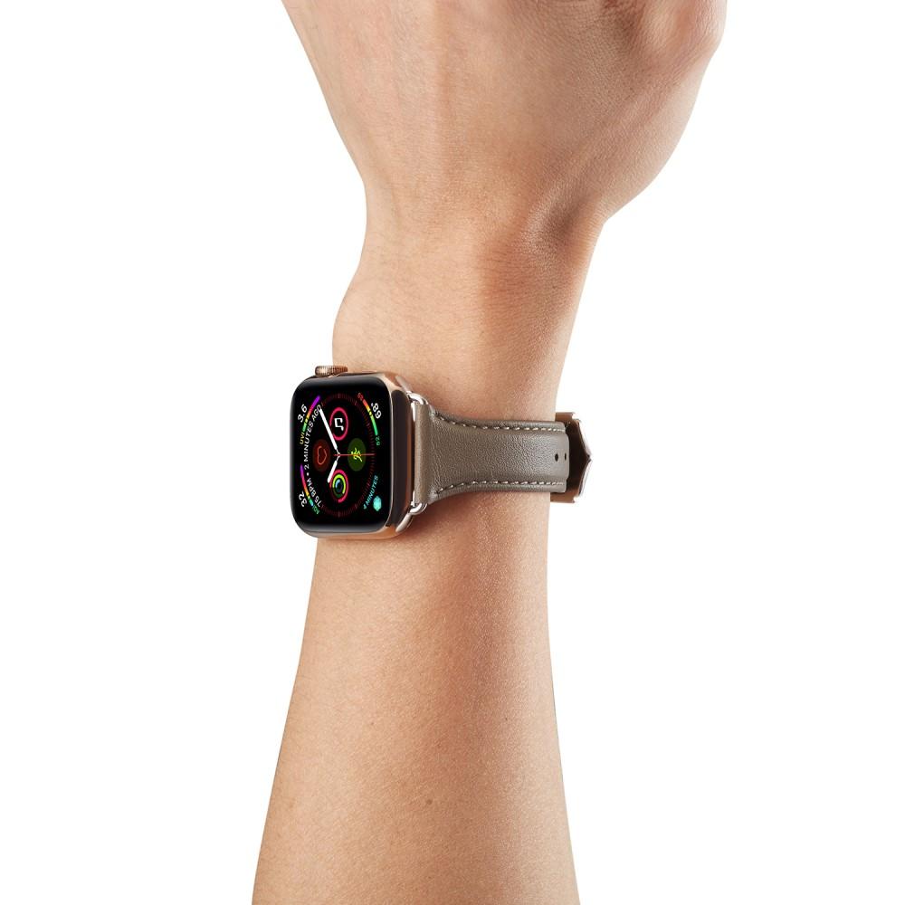 Cinturino sottile in pelle Apple Watch Series 8 45mm Grigio