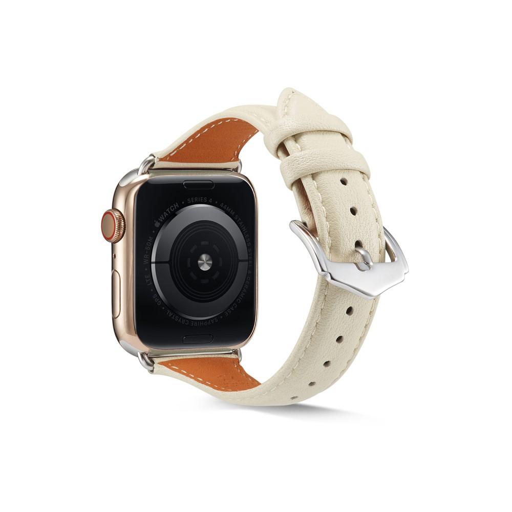 Cinturino sottile in pelle Apple Watch 45mm Series 8 Bianco