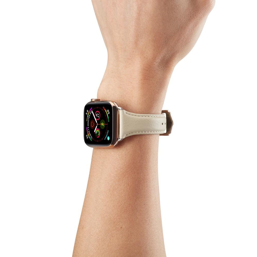 Cinturino sottile in pelle Apple Watch 44mm beige