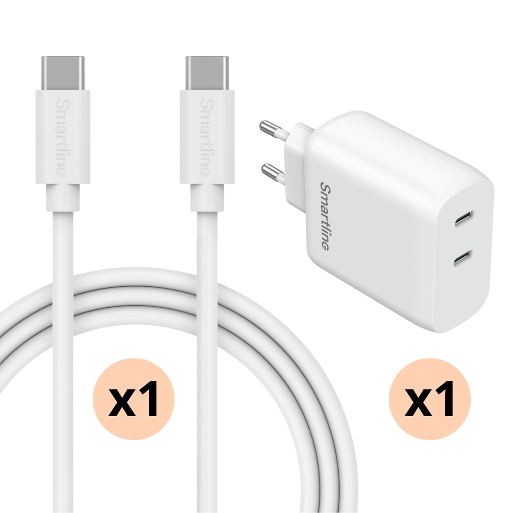 Caricatore Premium Edge 50 Ultra - Cavo da 2m e Dual caricatore da parete USB-C 35W - Smartline